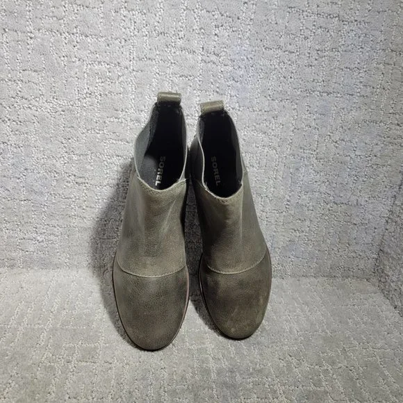 Sorel Harlow Women's Size US 5.5 Gray Leather Chelsea Pull On Ankle Boots NEW - Picture 7 of 9
